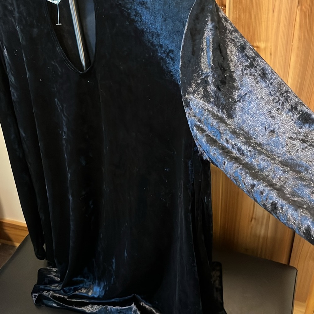 M.FASIS WOMENS SZ 1X BLACK VELVET MIDI DRESS - Picture 6 of 9